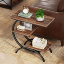 C-Shaped Side Table, Industrial 3-Tier End Table for Small Spaces