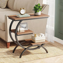 C-Shaped Side Table, Industrial 3-Tier End Table for Small Spaces