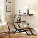C-Shaped Side Table, Industrial 3-Tier End Table for Small Spaces