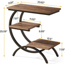 C-Shaped Side Table, Industrial 3-Tier End Table for Small Spaces