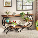C-Shaped Side Table, Industrial 3-Tier End Table for Small Spaces