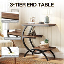 C-Shaped Side Table, Industrial 3-Tier End Table for Small Spaces