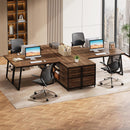 53" Reversible L-Shaped Computer Desk with 3 Drawers & Shelves