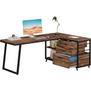 53" Reversible L-Shaped Computer Desk with 3 Drawers & Shelves
