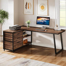 53" Reversible L-Shaped Computer Desk with 3 Drawers & Shelves