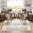 53" Reversible L-Shaped Computer Desk with 3 Drawers & Shelves