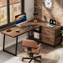 53" Reversible L-Shaped Computer Desk with 3 Drawers & Shelves