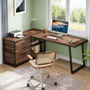 53" Reversible L-Shaped Computer Desk with 3 Drawers & Shelves