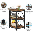 Half-Round End Table, 3-Tier Narrow Side Table with Metal Frame