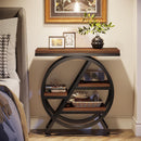 4-Tier Industrial End Table with Storage Shelves