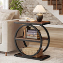 3-Tier Industrial End Table with Round Metal Frame
