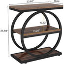 3-Tier Industrial End Table with Round Metal Frame