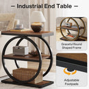 3-Tier Industrial End Table with Round Metal Frame