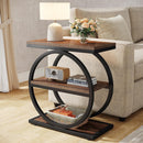 3-Tier Industrial End Table with Round Metal Frame