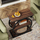 3-Tier Industrial End Table with Round Metal Frame