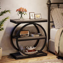 3-Tier Industrial End Table with Round Metal Frame