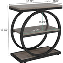3-Tier Industrial End Table with Round Metal Frame