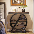 4-Tier Industrial End Table with Storage Shelves