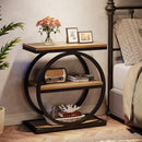 3-Tier Industrial End Table with Round Metal Frame