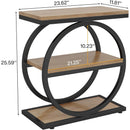 3-Tier Industrial End Table with Round Metal Frame
