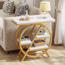 4-Tier Industrial End Table with Storage Shelves