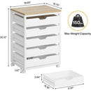 5/7 Drawer Chest of Drawers, Rolling Wooden Storage Dresser Cabinet