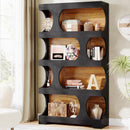 71" Tall Bookcase, 4-Tier S-Shaped Freestanding Display Shelves