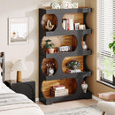 71" Tall Bookcase, 4-Tier S-Shaped Freestanding Display Shelves