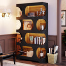 71" Tall Bookcase, 4-Tier S-Shaped Freestanding Display Shelves