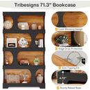 71" Tall Bookcase, 4-Tier S-Shaped Freestanding Display Shelves