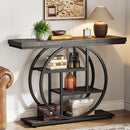 41.3" Console Table, Industrial 4-Tier Sofa Entryway Table with Circle Base