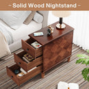 Wood Side Table, Fully Assembled Narrow Nightstand with 3 Drawers