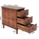 Wood Side Table, Fully Assembled Narrow Nightstand with 3 Drawers