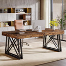 63" Farmhouse Executive Desk with X-Shaped Legs