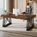 63" Farmhouse Executive Desk with X-Shaped Legs