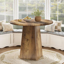 31.5" Round Dining Table for 2-4, Farmhouse Kitchen Table with Square Base