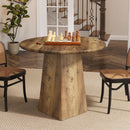31.5" Round Dining Table for 2-4, Farmhouse Kitchen Table with Square Base