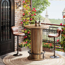31" Round Bar Table, Farmhouse Bistro Pub Table with Footrest