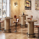 31" Round Bar Table, Farmhouse Bistro Pub Table with Footrest
