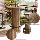 31" Round Bar Table, Farmhouse Bistro Pub Table with Footrest