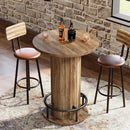 31" Round Bar Table, Farmhouse Bistro Pub Table with Footrest