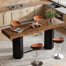 70.9" Counter Height Bar Table, Industrial Pub Table with Sturdy Hexagonal Base