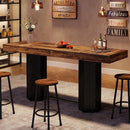 70.9" Counter Height Bar Table, Industrial Pub Table with Sturdy Hexagonal Base