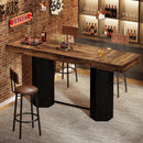 70.9" Counter Height Bar Table, Industrial Pub Table with Sturdy Hexagonal Base