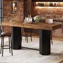 70.9" Counter Height Bar Table, Industrial Pub Table with Sturdy Hexagonal Base