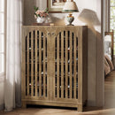6-Tier Shoe Storage Cabinet with Louvered Doors, Oak