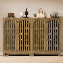6-Tier Shoe Storage Cabinet with Louvered Doors, Oak