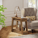 2-Tier Wood Side Table with 2 Storage Shelves for Living Room