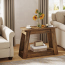 2-Tier Wood Side Table with 2 Storage Shelves for Living Room