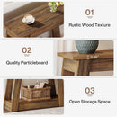 2-Tier Wood Side Table with 2 Storage Shelves for Living Room